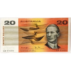 AUSTRALIA 1979 . TWENTY 20 DOLLAR BANKNOTE . ERROR . WET INK TRANSFER